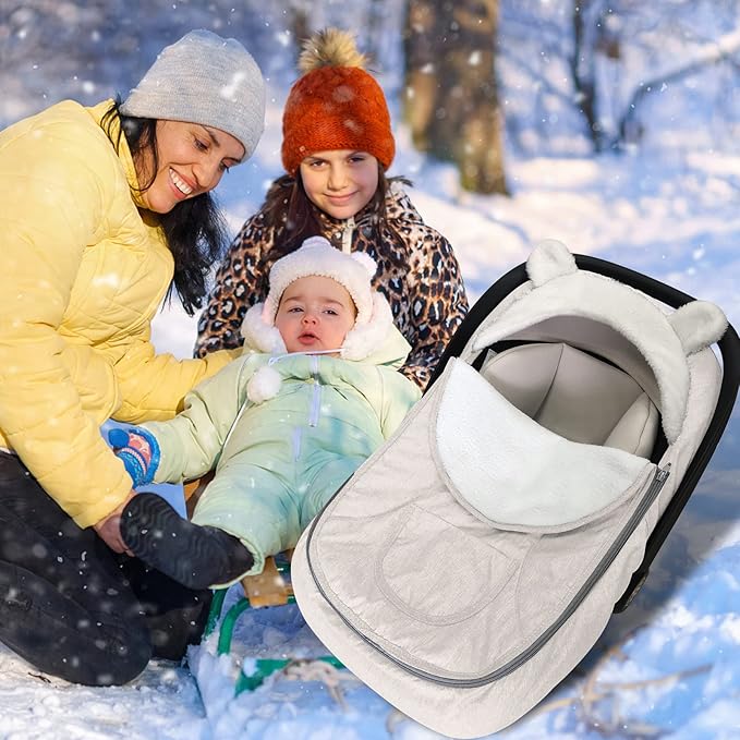 Baby Car Seat Cover,Winter Car Seat Cover for Babies,2 in 1Universal Infant Car Seat Cover for Boys & Girls-Keeps Babies Warm and Cozy,Zipped Baby Carseat Cover Fit for All Season