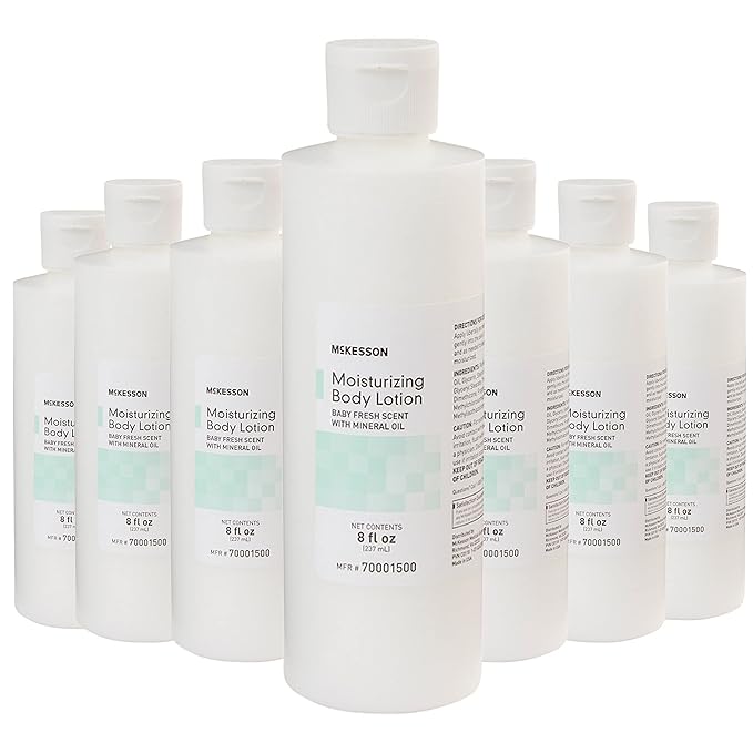 McKesson Moisturizing Body, Hand and Body Moisturizer, Baby Fresh Scent with Mineral Oil, 8 oz, 36 Count