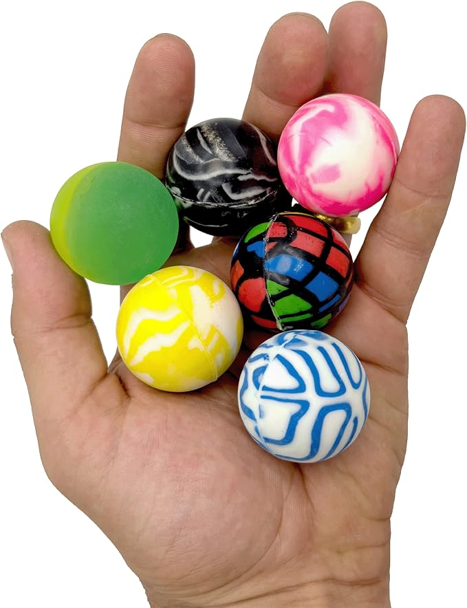 by M&M 2078 Pk6 Carnival Bouncers - Classic Colorful Bouncy Bird Foot Toys, Rubber Balls with Assorted Patterns, Easy for Beaks and Feet to Grab, Eye Catching in Cages