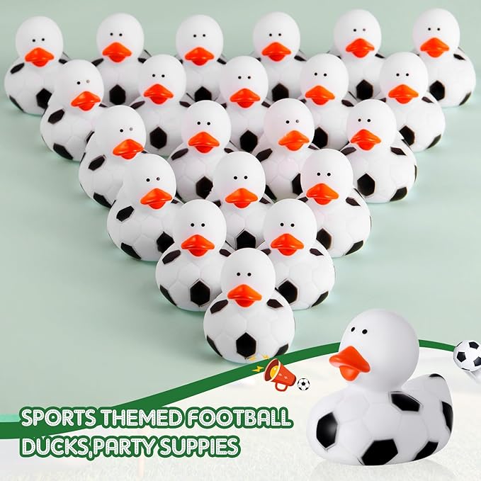 Deekin Rubber Ducks 2 Inch Bulk Sport Party Favors for Team Events Decorations Birthday Party Supplies Club Player Gift(24 Pcs,Soccer)