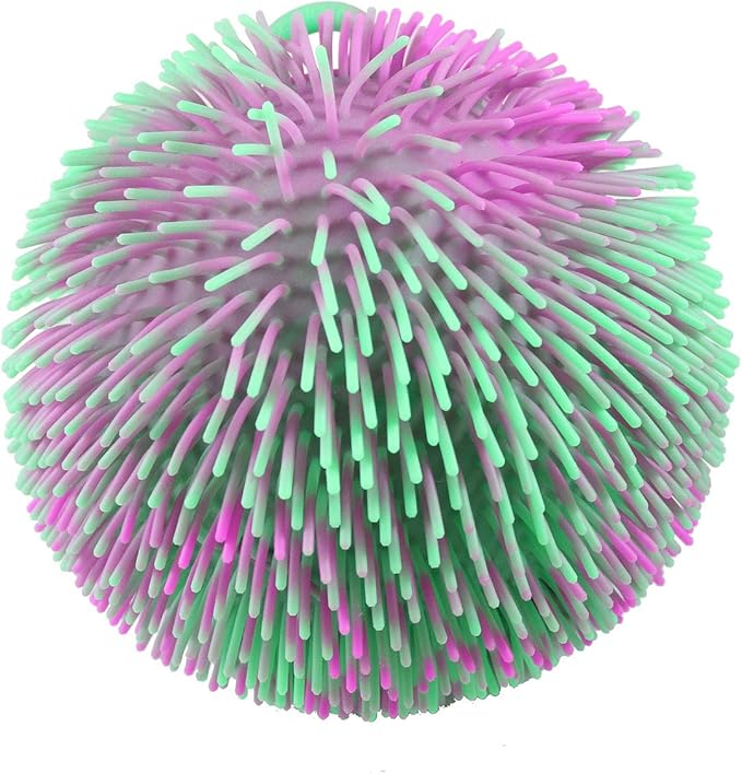 Curious Minds Busy Bags 1 Multi-Color Tie Dye Swirl Jumbo 8" Puffer Ball - Sensory Therapy Fidget Stress Balls - OT Autism SPD (1 Pink and Teal Ball)