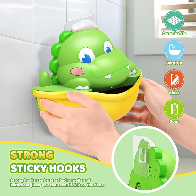 Bath Toys,Light-Up Bath Bubble Machine Automatic Bubble Maker Bathroom Toy for Kids Ages 1-3 4-8 Toddler Bathub Toy Easter Basket Stuffers Dinosaur Toys for Kids 3-5