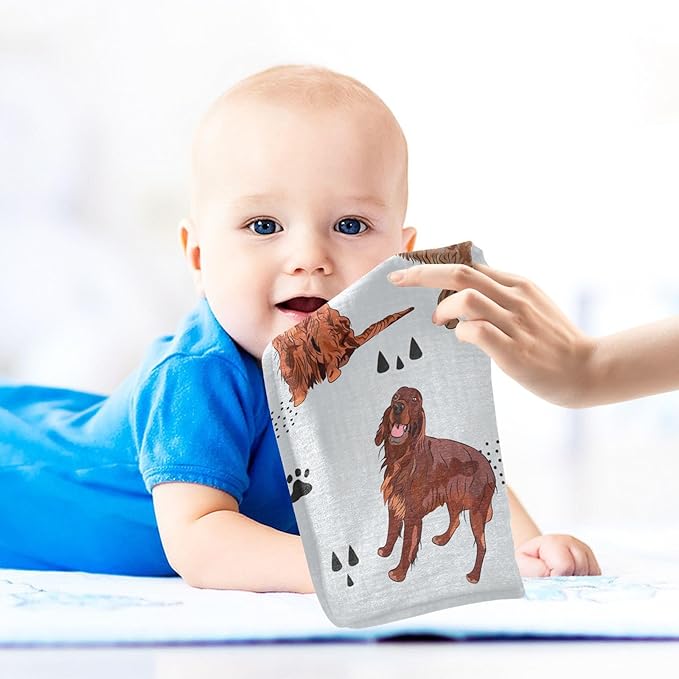 vvfelixl Irish Setter Dog Pattern Baby Burp Cloths Baby Muslin Washcloths for Boys Girls Cotton Baby Face Towel for Newborn Infants Soft and Absorbent 11.8 X 11.8 in, 5 Pack
