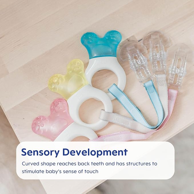 MAM Mini Cooler Baby Teether with Clip – Cooling Teething Ring for Teething Relief, Lightweight Easy-Grip Handle, Reaches Back Teeth, Refrigerator Safe Infant Teething Toy (1 Pack)