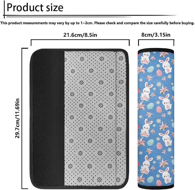 Easter Shoulder Protectors Set of 2 Bunny Seat Belt Covers Cushion Lily Shoulder Strap Pad Eggs Car Safety Seat Belt Strap Shoulder Pad Compatible with All Cars and Backpack for Adults Youth
