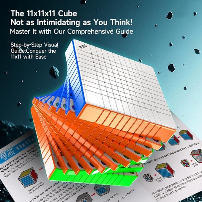 Bukefuno QY Magnetic 11x11 Speed Cube 76MM Magic Stickerless 11 M Education Toys Puzzle Cube 2025 QY 11x11x11 Professional Magnetic Cube