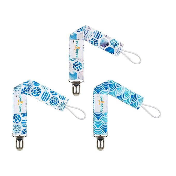 babygoal Baby Ocean Blue Pacifier Clips, 6 Pack Pacifier Holder Clip for Girls and Boys Fits for Most Pacifiers and Binkies