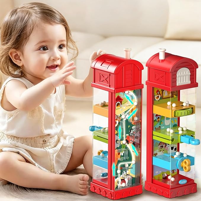 Baby Montessori Toys for 3 4 5 6 7 Year Old, Toddler Farm Egg Ball Drop Toy, Cause & Effect Educational Busy Board, Outside Sensory Toy for Kids 3-5, Xmas Birthday Gift for Baby Boy Girl