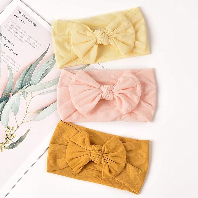ALinmo 16PCS Baby Nylon Headbands Hairbands Hair Bow Elastics for Baby Girls Newborn Infant Toddlers Kids Colorful