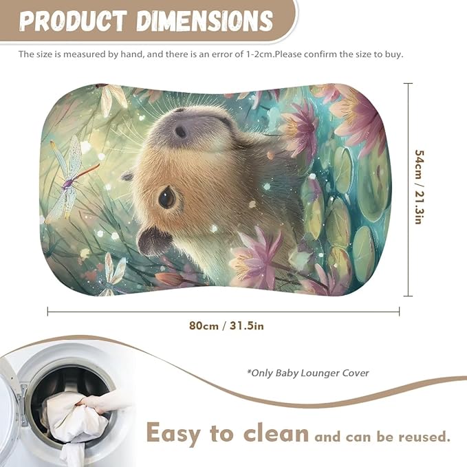Capybara Snuggle Me Lounger Cover for Baby Boys Girls Newborn Lounger Pillow Covers Soft Breathable Infant Nest Slipcover 31.5'' x 21.3''