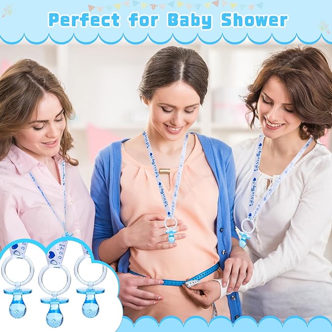 72 Cute Pacifier Necklaces for Boys & Girls - Acrylic Pacifier Necklace Set for Baby Shower Favors, Gender Reveal Party, Table Scatter or Necklace Game (Blue)