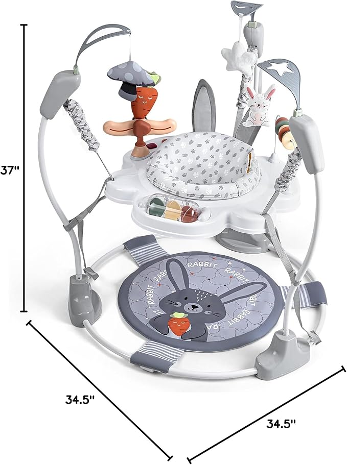 Baby Activity Center, Baby Jumper Activity Center with Music, Interactive Toys, 360° Rotating Seat, 3 Adjustable Heights, Infant Activity Jumper for 6+ Months (Rabbit)