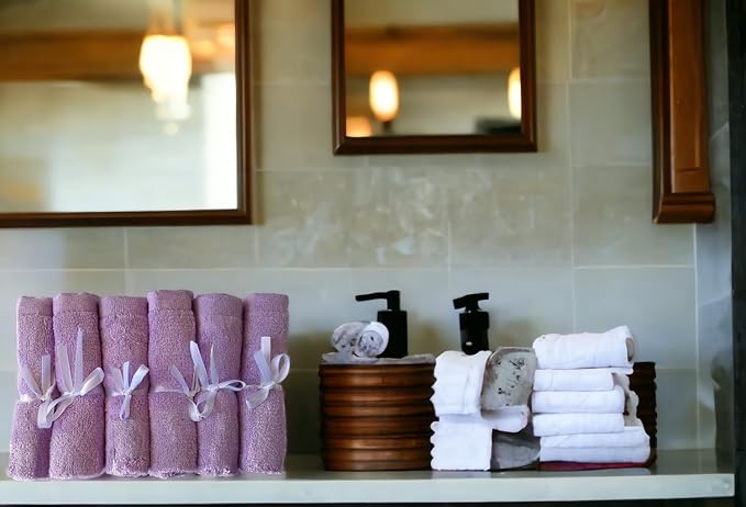BY LORA Soft Face Cloths for Newborn, Absorbent Bath Face Towels, Baby Wipes, Burp Cloths or Face Towels, 6-Pack, Lavender