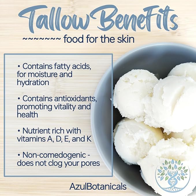 Baby Tallow Balm with Lavender Leaf and Chamomile Extract, Whipped Grass fed/finished Tallow, with Organic Ingredients for Delicate Skin (1.7 oz)