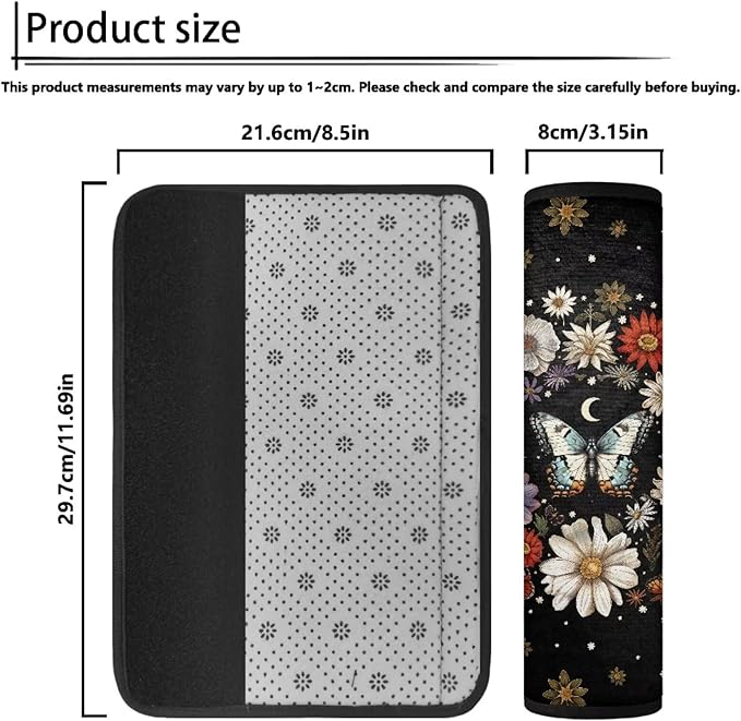 Seat Belt Cover Pad 2 Packs Car Seat Strap Shoulder Pads Floral Comfort Neck Pad Protector Compatible with All Cars and Backpack Travel Gifts for Friends Lovers