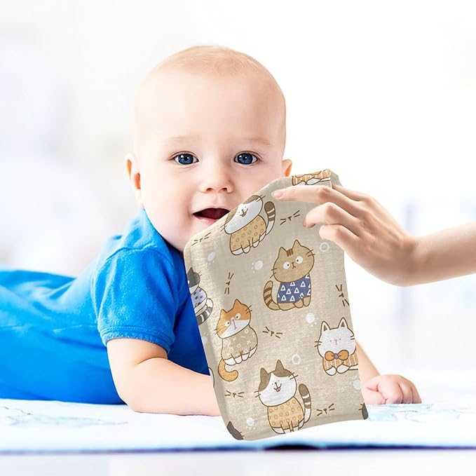 vvfelixl Cute Cats Baby Burp Cloths Baby Muslin Washcloths for Boy Girl Cotton Baby Face Towel for Newborn Infants Soft and Absorbent 11.8 X 11.8 in, 5 Pack