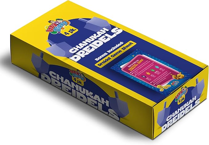 Izzy 'n' Dizzy Hanukkah Dreidels - Character Print Wooden Dreidel - 4 Pack Medium