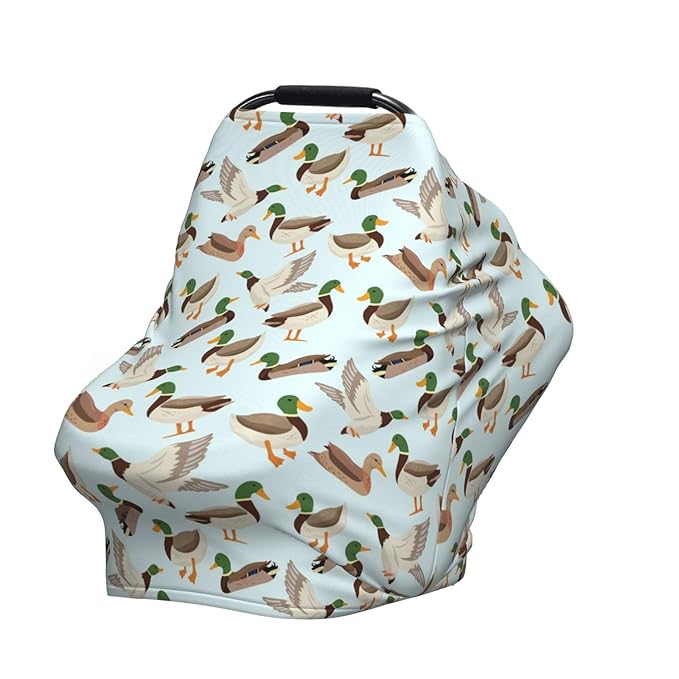 Cute Mallard Duck Baby Stuff Car Seat Covers Baby Multi-Use Car Seat Canopy Carrier Cover, Breathable Breastfeeding Cover Boys & Girls