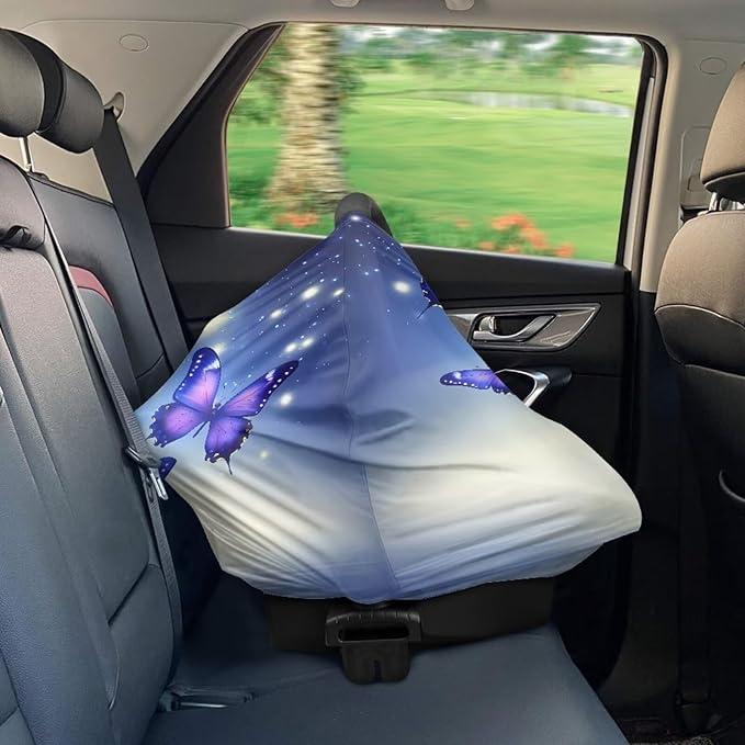 Butterfly Car Seat Canopy for Baby Girls, Trendy Nursing Cover Elastic Shopping Cart Cover for Baby Breastfeeding Cover Soft Car Infant Seat Cover