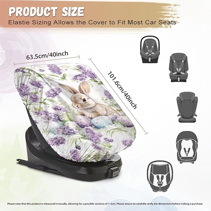 XYZCANDO Rabbits Print Cooling Car Seat Cover for Baby Cartoon Car Seat Covers for Babies Boy Foldable Baby Car Seat Shade Cover Breathable Car Seat Sun Cover Gift for Newborn