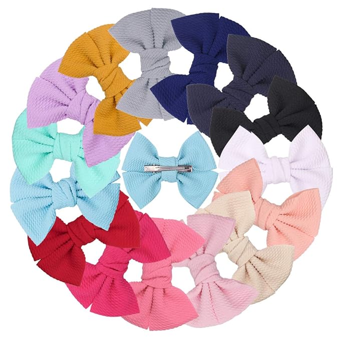 XIMA 15pcs Hair Bow Clips Fabric Princess's Hair Accessories for Baby Girl Toddlers Teens Kids Womens