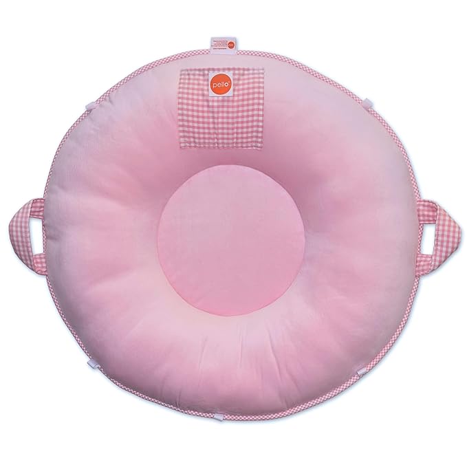 Pello Toddler Floor Cushion - Multi-Use Play Mat, Lounger, Washable, Plush, Sadie/Light Pink