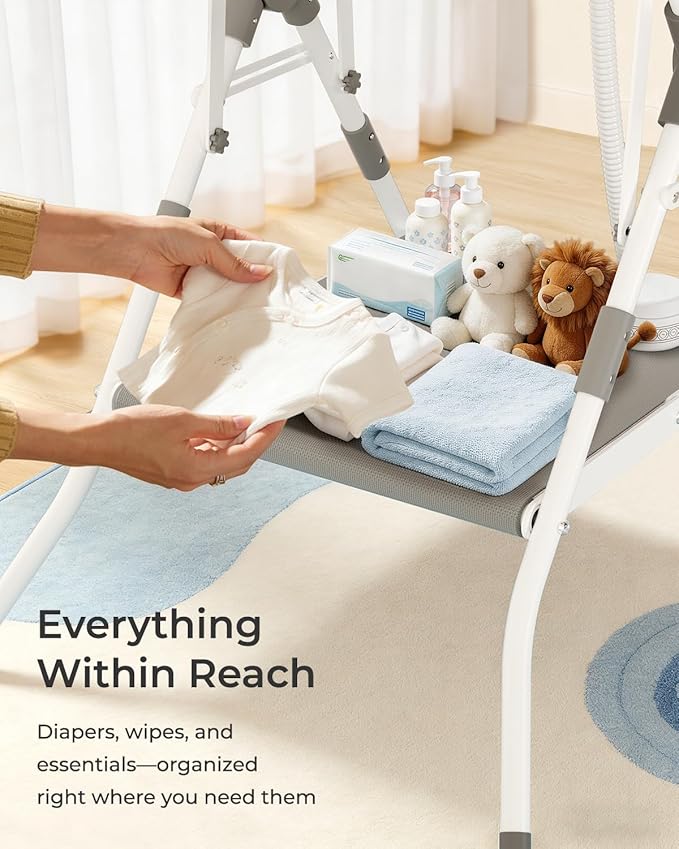 BUNWAG Foldable Baby Bathtub with Stand, 2-in-1 Portable Infant Bath Tub for Newborns and Toddlers, Ergonomic Height for Back Protection& Compact Storage Design