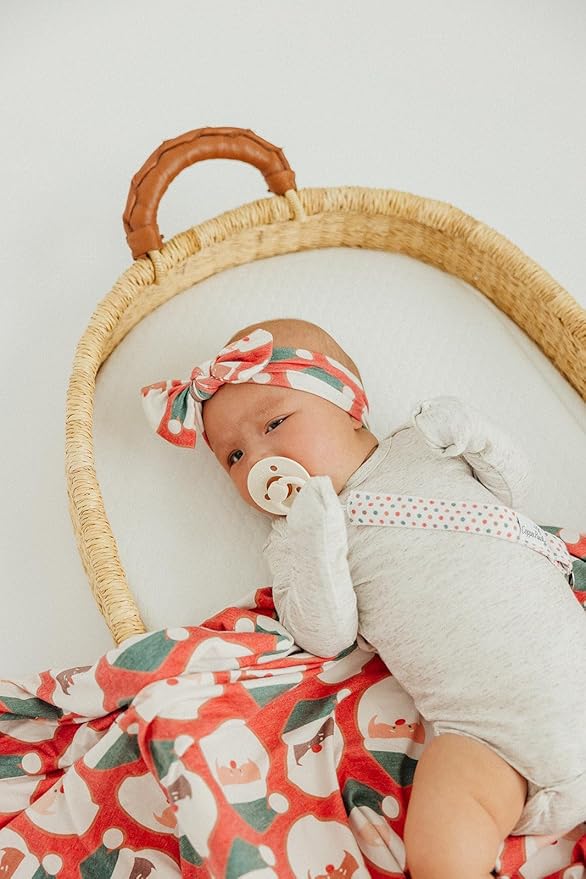 Copper Pearl Baby Stretchy Soft Knit Headband Bow Claus