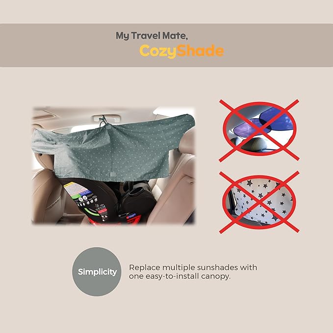 Universal Convertible Car Seat Cover - Backseat Shade & Sun Shade Visor Extender for Baby & Toddler - Rear & Forward Facing