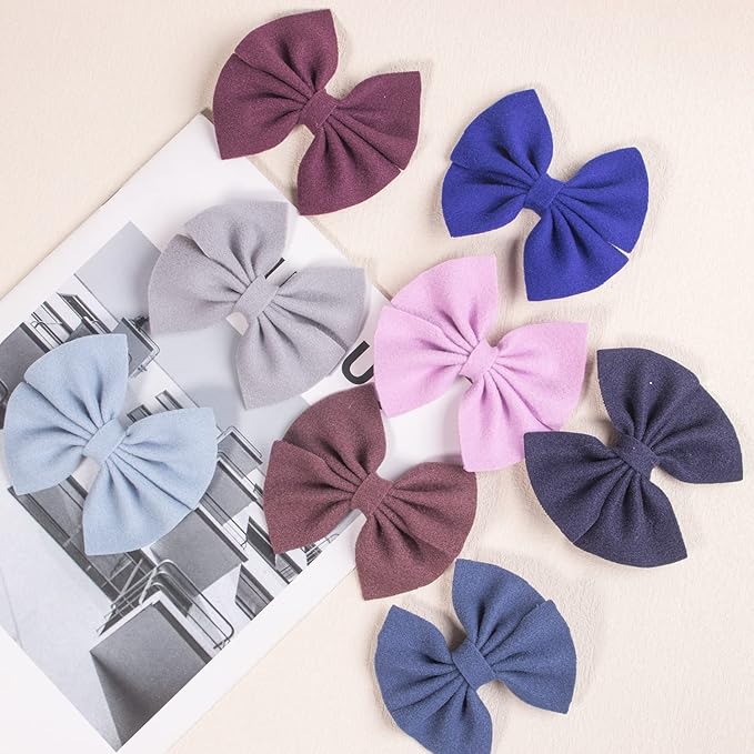 XIMA 30PCS Girls Hair Bows Clips Felt Woolen Hair Accessories Handmade Cotton Hair Bow for Toddler Girls Infants Kids and Teens 30Colors