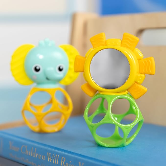 Bright Starts Soother Pals Easy-Grasp Teether Toys, 2-Pack Lion and Elephant Characters, BPA Free, Unisex, Ages Newborn +