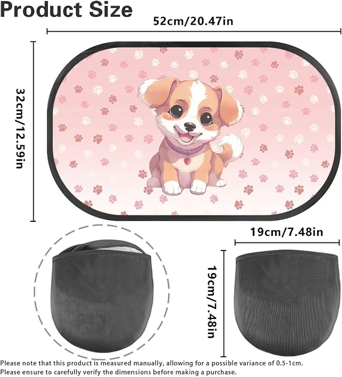 Bulopur Cute Dog Window Shades 2 Pack Car Shades for Back Windows Baby Side Window Screens UV Protection Breathable Universal Car Interior Accessories Car Sun Shade