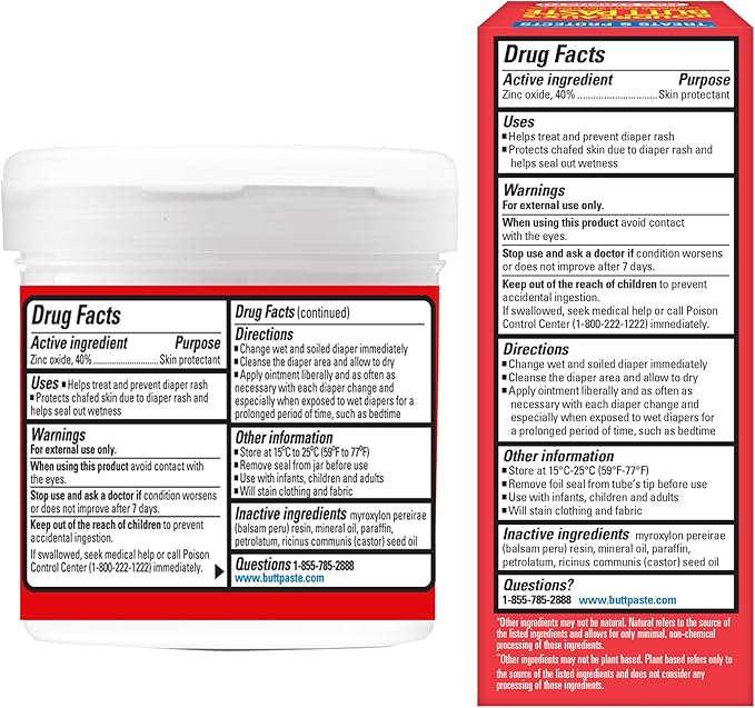 Boudreaux's Butt Paste Maximum Strength Diaper Rash Cream, Diaper Cream for Baby, Fast Relief & Overnight Protection for Moderate to More Irritated Rash, Pediatrician-Recommended, 2 oz & 14 oz