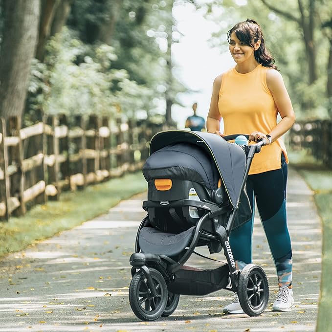 Chicco Activ3 Jogging Stroller Travel System, Activ3 Jogging Stroller with KeyFit 30 Infant Car Seat and Base, Solar/Grey