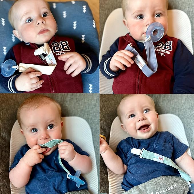 ALVABABY Baby Pacifier Clips Paci Universal Holder Leash Pacifier Clip Binky Holder for Teether Soothie 8 Pack 8DP11A