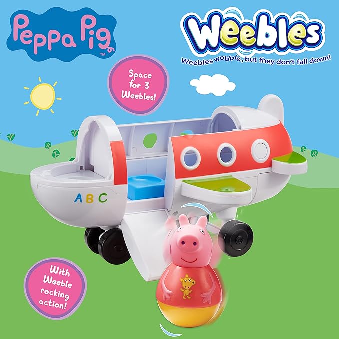 Peppa Pig Weebles Push-Along Wobbily Plane, Toys, Pre-School Vehicles, Gift for Age 18 Months+