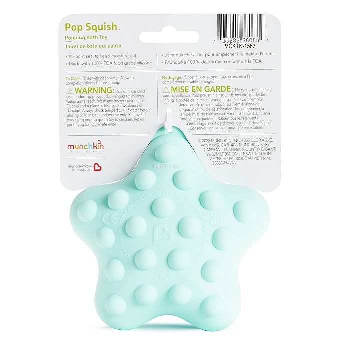 Munchkin® Pop Squish™ Bath Toy, Mold Free Baby and Toddler Bathtub Toy with Sensory and Fidget Play, Starfish