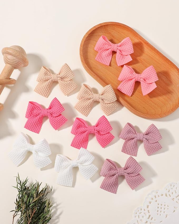 Jollybows 20pcs Baby Hair Clips Girls Bows 2" Mini Alligator Clip Toddler Pigtail Bow for Fine Hair-Pink White Yellow Gray Pulple