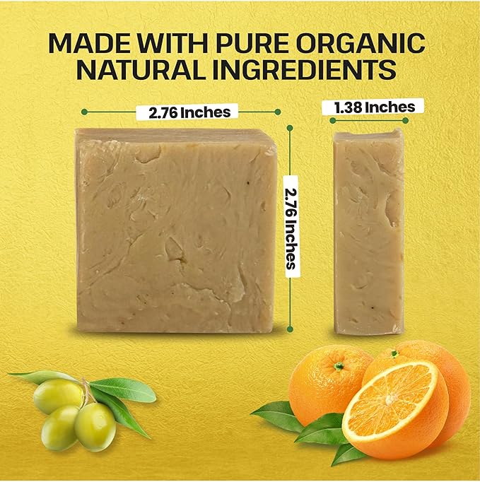 Dr.Ancient Citrus Soap Bar, Organic Soap Bars Handcrafted the Traditional Way, Natural Chemical-Free, Vegan, Used for Face Wash, Body Wash, and Hand Cleansing, Refreshing, Exfoliating