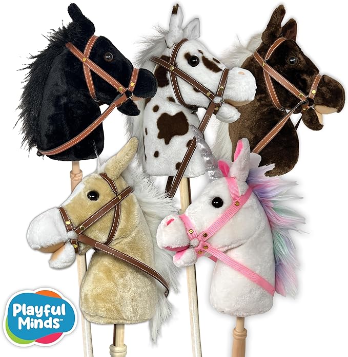 Nature Bound Horse Riding Stick | Handcrafted Plush Hobby Horse Sticks | Handsewn Head, Sturdy Wood Stick | Plus Neighing & Clip-Clop Sounds for Kids Toddlers Preschoolers | Chestnut Red Color