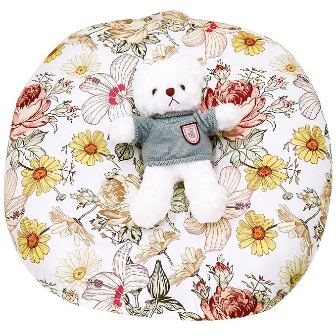 Newborn Lounger Cover for Boys Girls, Removable Cover for Infant Lounger Pillow, Soft Snug Fitted Baby Lounger Slipcover,Floral
