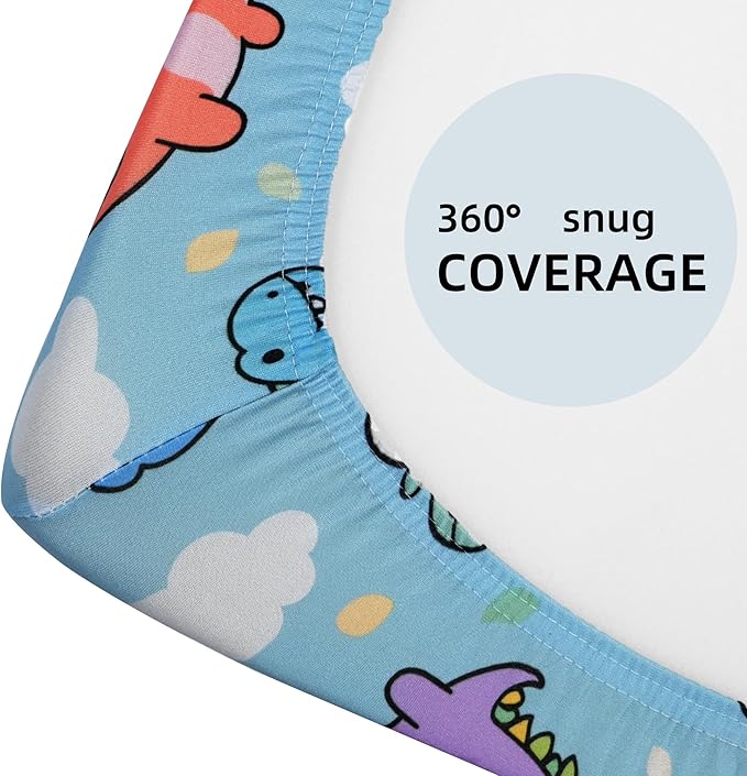 Pack and Play Sheets, 2 Pack Mini Crib Sheets for 38x26 Mattress, Stretchy Snug Fit Playard Fitted Sheet, Soft Breathable Cozy Material, Compatible with Graco Pack n Play for Baby and Toddler
