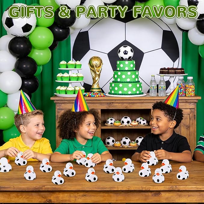 SCIONE 28 Pcs Football Rubber Ducks Bulk - 2 Inch Sports Theme Duckie Toys - Small Rubber Duck Figurines for Kids Birthday Party Favors, School Classroom Rewards and Carnival Prizes