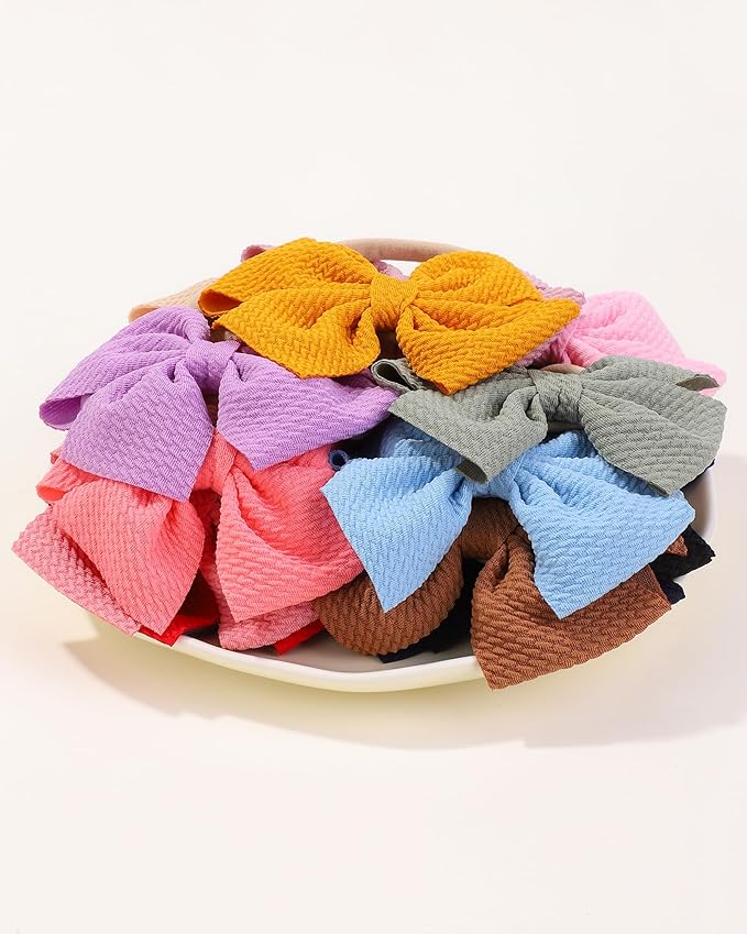 jollybows 20pcs Baby Girls Hair Bows Headband Nylon Hair Band Elastic Hair Accessories for Kids Infants Toddlers