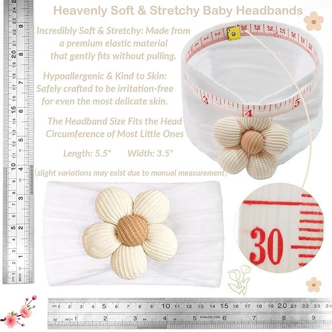 JOYOYO 5 Colors Baby Flower Headbands and Socks Baby Girls Nylon Headband Soft Hairbands Hair Accessories for Newborn Infant Toddler Kids