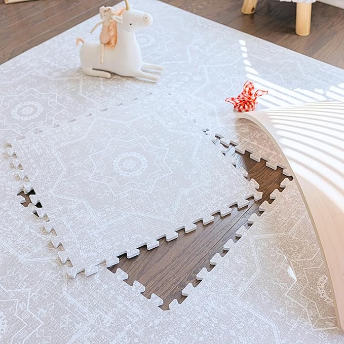 Little Landings Baby Play Mat for Floor - Layla (6x6ft) - Premium EVA Foam Play Mat for Babies & Toddlers (Ages 0-5+) - Non-Toxic Playmat for Tummy Time, Crawling & Playroom - Stylish & Comfortable