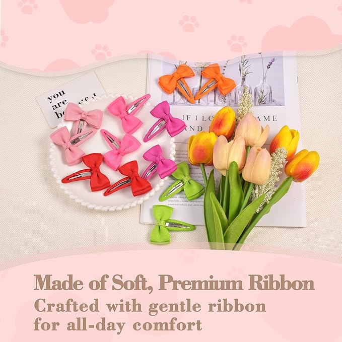 Hair Clips, 40-Pack Premium Quality Lightweight Hair Bows Snap Clips in 20 Colors, Baby Barrettes, Hair Pins, Hair Bows for Pigtails, Hair Accessories for Kids Children