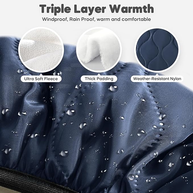 Winter Baby Car Seat Cover, Waterproof, Windproof Warm Winter Car Seat Cover for Doona Car Seats and Strollers,Fleece Breathable Car Seat Cover Baby with Full Zipper, Navy
