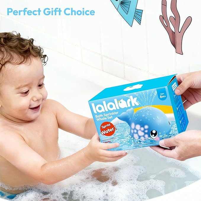 lalalark Baby Bath Toys, Sprinkler Whale Bath Toy for Babies 6-12 Months, Light Up Bath Toys for Kids Ages 1-3, Bathtub Toy for Boy & Girl, Easter Basket Stuffers for Toddler