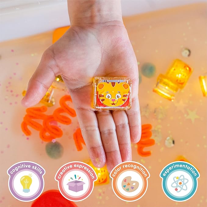 Glo Pals x Daniel Tiger's Neighborhood Water-Activated Bath Toy with 4 Reusable Light-Up Cubes for Sensory Play (Cubes Only)